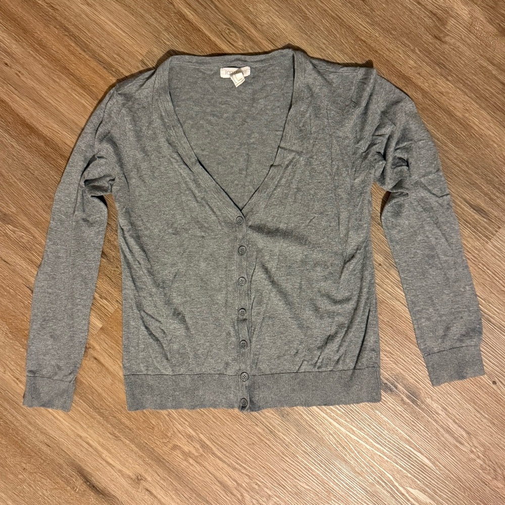 Women's Grey Button Cardigan Sweater